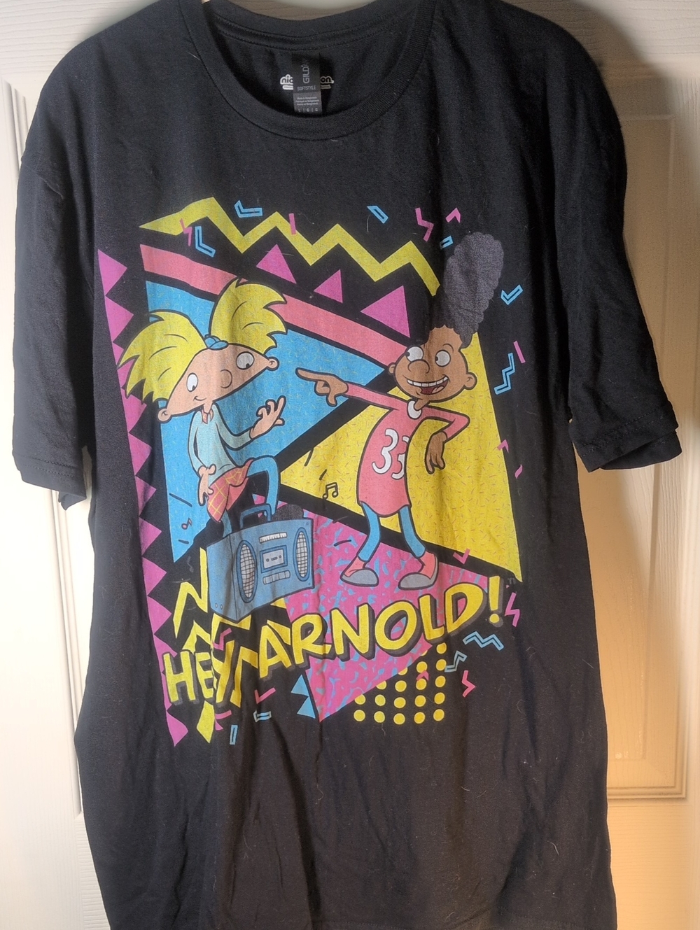Hey Arnold Black T-shirt! Graphic Tee with Yellow Pink and Blue Accents
